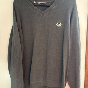 Green Bay Packers Gray V-Neck Sweater